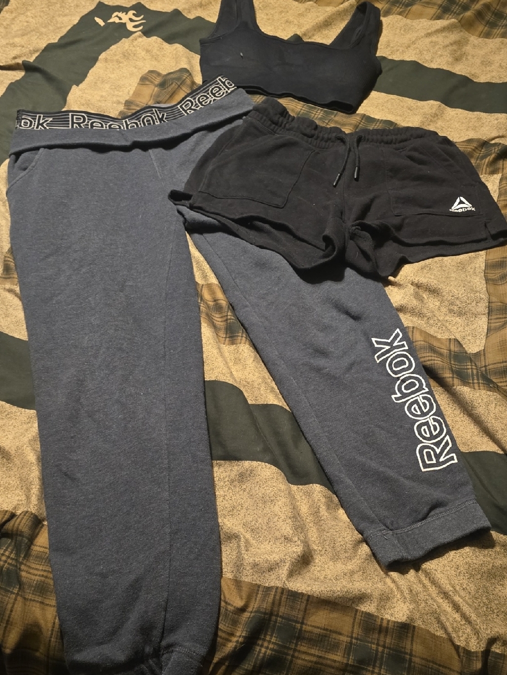 Reebok Grey & Black Jogger Pants and Shorts Set Bundle Like New